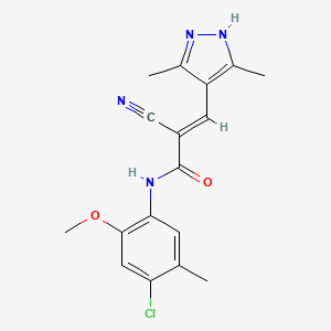 B2742249 (E)-N-(4-chloro-2-methoxy-5-methylphenyl)-2-cyano-3-(3,5-dimethyl-1H-pyrazol-4-yl)prop-2-enamide CAS No. 1239483-38-5