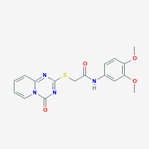 molecular formula C17H16N4O4S B2742251 N-(3,4-dimethoxyphenyl)-2-({4-oxo-4H-pyrido[1,2-a][1,3,5]triazin-2-yl}sulfanyl)acetamide CAS No. 896327-23-4