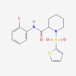 molecular formula C16H17FN2O3S2 B2742253 N-(2-fluorophenyl)-1-(thiophen-2-ylsulfonyl)piperidine-2-carboxamide CAS No. 1049832-03-2