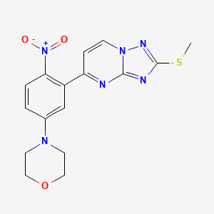 molecular formula C16H16N6O3S B2742271 2-(Methylsulfanyl)-5-(5-morpholino-2-nitrophenyl)[1,2,4]triazolo[1,5-a]pyrimidine CAS No. 866018-61-3