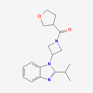 molecular formula C18H23N3O2 B2742274 1-[1-(oxolane-3-carbonyl)azetidin-3-yl]-2-(propan-2-yl)-1H-1,3-benzodiazole CAS No. 2415512-94-4