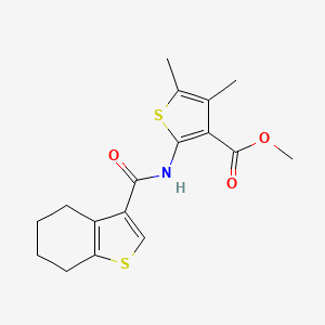 molecular formula C17H19NO3S2 B2742405 METHYL 4,5-DIMETHYL-2-(4,5,6,7-TETRAHYDRO-1-BENZOTHIOPHENE-3-AMIDO)THIOPHENE-3-CARBOXYLATE CAS No. 868153-76-8