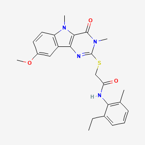 molecular formula C24H26N4O3S B2742409 N-(2-ethyl-6-methylphenyl)-2-({8-methoxy-3,5-dimethyl-4-oxo-3H,4H,5H-pyrimido[5,4-b]indol-2-yl}sulfanyl)acetamide CAS No. 1112375-12-8