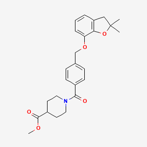 molecular formula C25H29NO5 B2742460 methyl 1-(4-{[(2,2-dimethyl-2,3-dihydro-1-benzofuran-7-yl)oxy]methyl}benzoyl)piperidine-4-carboxylate CAS No. 941947-93-9