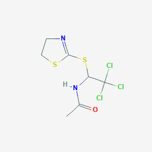 molecular formula C7H9Cl3N2OS2 B2742465 N-[2,2,2-trichloro-1-(4,5-dihydro-1,3-thiazol-2-ylsulfanyl)ethyl]acetamide CAS No. 868214-45-3