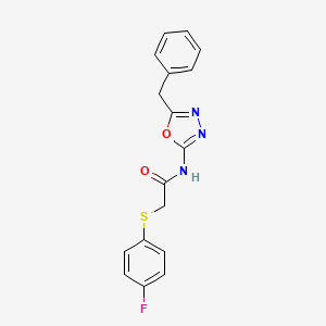 molecular formula C17H14FN3O2S B2742475 N-(5-benzyl-1,3,4-oxadiazol-2-yl)-2-((4-fluorophenyl)thio)acetamide CAS No. 954646-83-4