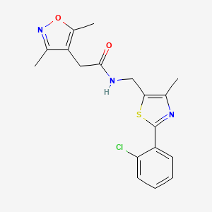 molecular formula C18H18ClN3O2S B2742490 N-((2-(2-chlorophenyl)-4-methylthiazol-5-yl)methyl)-2-(3,5-dimethylisoxazol-4-yl)acetamide CAS No. 1421527-95-8