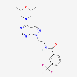 molecular formula C21H23F3N6O2 B2742515 N-{2-[4-(2,6-dimethylmorpholin-4-yl)-1H-pyrazolo[3,4-d]pyrimidin-1-yl]ethyl}-3-(trifluoromethyl)benzamide CAS No. 1105231-08-0