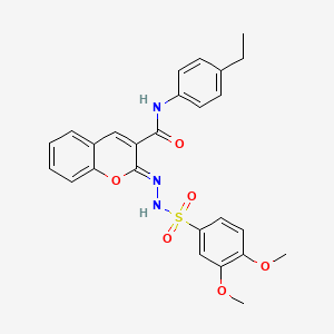 molecular formula C26H25N3O6S B2742567 (2Z)-2-[(3,4-dimethoxybenzenesulfonamido)imino]-N-(4-ethylphenyl)-2H-chromene-3-carboxamide CAS No. 1322227-57-5