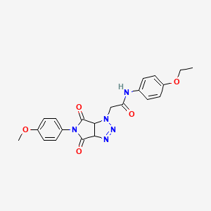molecular formula C21H21N5O5 B2742572 N-(4-ethoxyphenyl)-2-[5-(4-methoxyphenyl)-4,6-dioxo-1H,3aH,4H,5H,6H,6aH-pyrrolo[3,4-d][1,2,3]triazol-1-yl]acetamide CAS No. 1052613-18-9