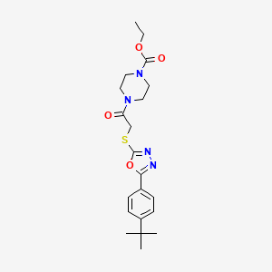 molecular formula C21H28N4O4S B2742577 ETHYL 4-(2-{[5-(4-TERT-BUTYLPHENYL)-1,3,4-OXADIAZOL-2-YL]SULFANYL}ACETYL)PIPERAZINE-1-CARBOXYLATE CAS No. 851129-23-2
