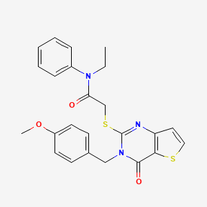 molecular formula C24H23N3O3S2 B2742608 N-ethyl-2-({3-[(4-methoxyphenyl)methyl]-4-oxo-3H,4H-thieno[3,2-d]pyrimidin-2-yl}sulfanyl)-N-phenylacetamide CAS No. 1252818-96-4