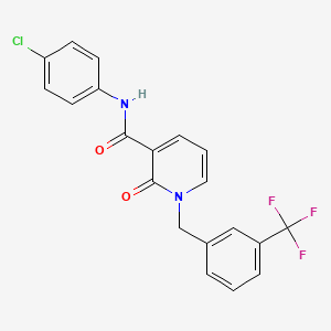 molecular formula C20H14ClF3N2O2 B2742652 N-(4-chlorophenyl)-2-oxo-1-[3-(trifluoromethyl)benzyl]-1,2-dihydro-3-pyridinecarboxamide CAS No. 338754-72-6
