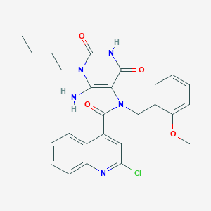 N-(6-amino-1-butyl-2,4-dioxopyrimidin-5-yl)-2-chloro-N-[(2-methoxyphenyl)methyl]quinoline-4-carboxamide