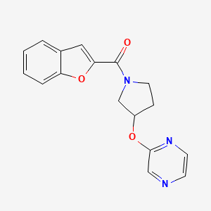 molecular formula C17H15N3O3 B2742737 2-{[1-(1-benzofuran-2-carbonyl)pyrrolidin-3-yl]oxy}pyrazine CAS No. 2034279-91-7