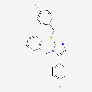 molecular formula C23H18BrFN2S B2742740 1-benzyl-5-(4-bromophenyl)-2-((4-fluorobenzyl)thio)-1H-imidazole CAS No. 1207009-40-2