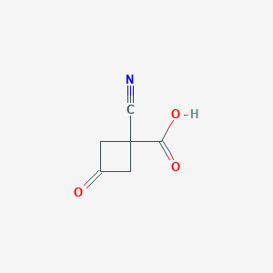 molecular formula C6H5NO3 B2742760 1-Cyano-3-oxocyclobutane-1-carboxylic acid CAS No. 1342068-60-3