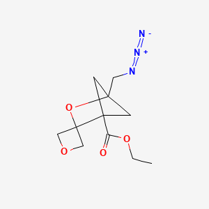 molecular formula C11H15N3O4 B2742767 Ethyl 1-(azidomethyl)spiro[2-oxabicyclo[2.1.1]hexane-3,3'-oxetane]-4-carboxylate CAS No. 2490374-76-8