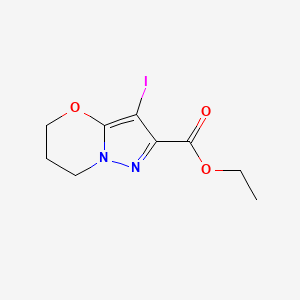 molecular formula C9H11IN2O3 B2742803 Ethyl 3-iodo-6,7-dihydro-5H-pyrazolo[5,1-b][1,3]oxazine-2-carboxylate CAS No. 2226182-44-9