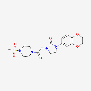 1-(2,3-Dihydrobenzo[b][1,4]dioxin-6-yl)-3-(2-(4-(methylsulfonyl)piperazin-1-yl)-2-oxoethyl)imidazolidin-2-one