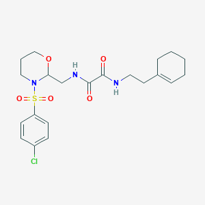 molecular formula C21H28ClN3O5S B2742823 N-{[3-(4-chlorobenzenesulfonyl)-1,3-oxazinan-2-yl]methyl}-N'-[2-(cyclohex-1-en-1-yl)ethyl]ethanediamide CAS No. 872722-70-8