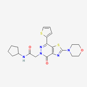 molecular formula C20H23N5O3S2 B2742828 N-cyclopentyl-2-(2-morpholino-4-oxo-7-(thiophen-2-yl)thiazolo[4,5-d]pyridazin-5(4H)-yl)acetamide CAS No. 1021096-03-6