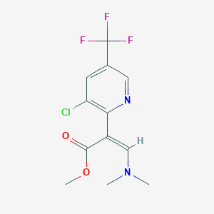 molecular formula C12H12ClF3N2O2 B2742852 Methyl 2-[3-chloro-5-(trifluoromethyl)pyridin-2-yl]-3-(dimethylamino)prop-2-enoate CAS No. 478081-06-0