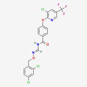 molecular formula C21H13Cl3F3N3O3 B2742857 4-{[3-chloro-5-(trifluoromethyl)-2-pyridinyl]oxy}-N-({[(2,4-dichlorobenzyl)oxy]imino}methyl)benzenecarboxamide CAS No. 339026-61-8