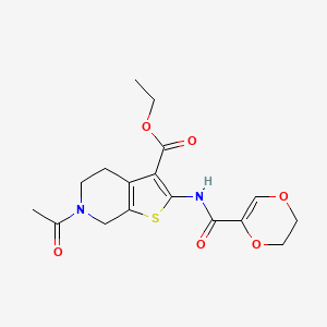 molecular formula C17H20N2O6S B2742862 ethyl 6-acetyl-2-(5,6-dihydro-1,4-dioxine-2-amido)-4H,5H,6H,7H-thieno[2,3-c]pyridine-3-carboxylate CAS No. 864858-13-9