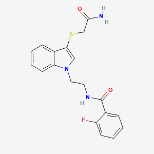 molecular formula C19H18FN3O2S B2742867 N-(2-{3-[(carbamoylmethyl)sulfanyl]-1H-indol-1-yl}ethyl)-2-fluorobenzamide CAS No. 851714-80-2