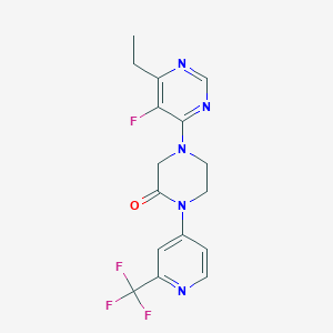 molecular formula C16H15F4N5O B2742872 4-(6-Ethyl-5-fluoropyrimidin-4-yl)-1-[2-(trifluoromethyl)pyridin-4-yl]piperazin-2-one CAS No. 2380094-51-7