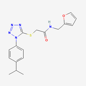 molecular formula C17H19N5O2S B2742877 N-(furan-2-ylmethyl)-2-[1-(4-propan-2-ylphenyl)tetrazol-5-yl]sulfanylacetamide CAS No. 874467-62-6