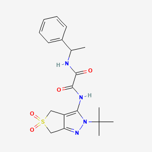molecular formula C19H24N4O4S B2742881 N-{2-tert-butyl-5,5-dioxo-2H,4H,6H-5lambda6-thieno[3,4-c]pyrazol-3-yl}-N'-(1-phenylethyl)ethanediamide CAS No. 899751-37-2