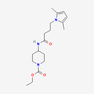 molecular formula C18H29N3O3 B2742883 ethyl 4-(4-(2,5-dimethyl-1H-pyrrol-1-yl)butanamido)piperidine-1-carboxylate CAS No. 1251633-88-1
