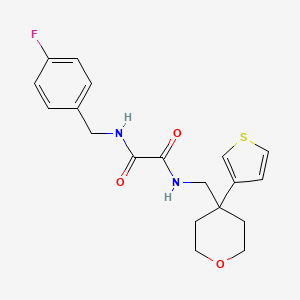 molecular formula C19H21FN2O3S B2742898 N'-[(4-fluorophenyl)methyl]-N-{[4-(thiophen-3-yl)oxan-4-yl]methyl}ethanediamide CAS No. 2309797-71-3