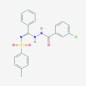 molecular formula C21H18ClN3O3S B274294 N-[(3-chlorobenzoyl)amino]-N'-(4-methylphenyl)sulfonylbenzenecarboximidamide 