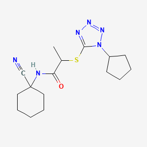 molecular formula C16H24N6OS B2742972 N-(1-cyanocyclohexyl)-2-(1-cyclopentyltetrazol-5-yl)sulfanylpropanamide CAS No. 1330957-68-0