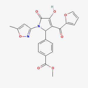 molecular formula C21H16N2O7 B2742986 methyl 4-[(3E)-3-[furan-2-yl(hydroxy)methylidene]-1-(5-methyl-1,2-oxazol-3-yl)-4,5-dioxopyrrolidin-2-yl]benzoate CAS No. 618872-07-4
