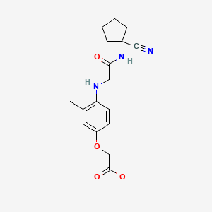 molecular formula C18H23N3O4 B2743027 Methyl 2-[4-({[(1-cyanocyclopentyl)carbamoyl]methyl}amino)-3-methylphenoxy]acetate CAS No. 1241224-46-3