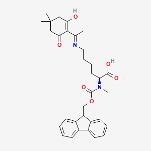 molecular formula C32H38N2O6 B2743029 N2-(((9H-Fluoren-9-yl)methoxy)carbonyl)-N6-(1-(2-hydroxy-4,4-dimethyl-6-oxocyclohex-1-en-1-yl)ethylidene)-N2-methyl-L-lysine CAS No. 1428229-84-8