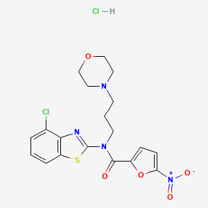 molecular formula C19H20Cl2N4O5S B2743037 N-(4-chlorobenzo[d]thiazol-2-yl)-N-(3-morpholinopropyl)-5-nitrofuran-2-carboxamide hydrochloride CAS No. 1216920-91-0