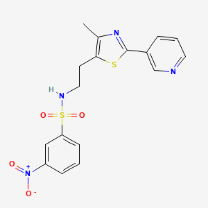 molecular formula C17H16N4O4S2 B2743039 N-{2-[4-methyl-2-(pyridin-3-yl)-1,3-thiazol-5-yl]ethyl}-3-nitrobenzene-1-sulfonamide CAS No. 873009-94-0
