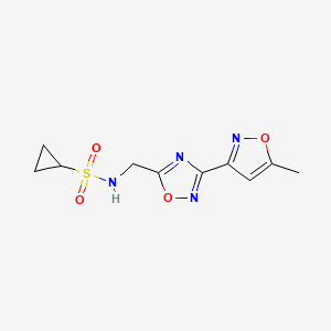 molecular formula C10H12N4O4S B2743052 N-((3-(5-methylisoxazol-3-yl)-1,2,4-oxadiazol-5-yl)methyl)cyclopropanesulfonamide CAS No. 1903242-67-0