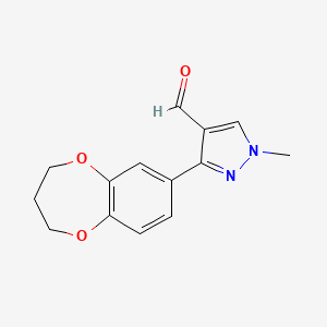 molecular formula C14H14N2O3 B2743056 3-(3,4-dihydro-2H-1,5-benzodioxepin-7-yl)-1-methyl-1H-pyrazole-4-carbaldehyde CAS No. 957023-35-7