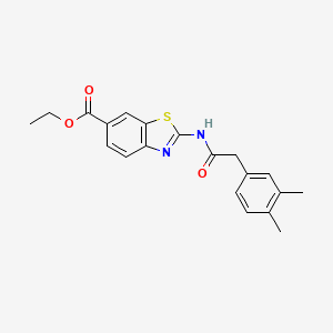 molecular formula C20H20N2O3S B2743069 Ethyl 2-(2-(3,4-dimethylphenyl)acetamido)benzo[d]thiazole-6-carboxylate CAS No. 921560-86-3