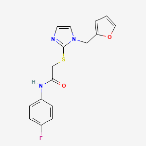 molecular formula C16H14FN3O2S B2743072 N-(4-fluorophenyl)-2-({1-[(furan-2-yl)methyl]-1H-imidazol-2-yl}sulfanyl)acetamide CAS No. 893385-23-4
