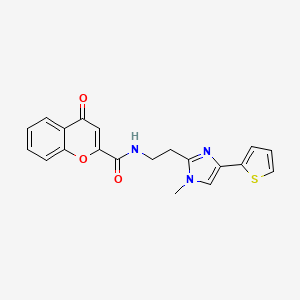 molecular formula C20H17N3O3S B2743077 N-(2-(1-methyl-4-(thiophen-2-yl)-1H-imidazol-2-yl)ethyl)-4-oxo-4H-chromene-2-carboxamide CAS No. 1396676-50-8