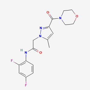 molecular formula C17H18F2N4O3 B2743095 N-(2,4-difluorophenyl)-2-(5-methyl-3-(morpholine-4-carbonyl)-1H-pyrazol-1-yl)acetamide CAS No. 1172284-26-2