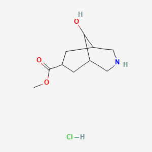 molecular formula C10H18ClNO3 B2743171 Methyl 9-hydroxy-3-azabicyclo[3.3.1]nonane-7-carboxylate;hydrochloride CAS No. 2309475-30-5