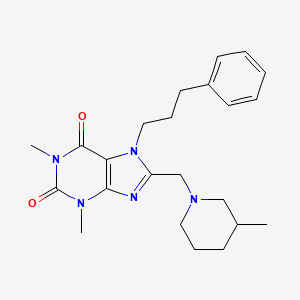 molecular formula C23H31N5O2 B2743191 1,3-dimethyl-8-[(3-methylpiperidin-1-yl)methyl]-7-(3-phenylpropyl)-3,7-dihydro-1H-purine-2,6-dione CAS No. 851942-38-6